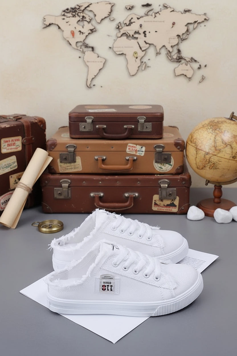 Denim Canvas High-Top Lace-Up Sneakers