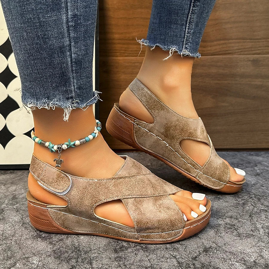 Orthopedic Peep Toe Wedge Heel Sandals For Women