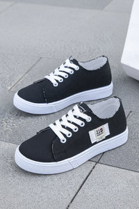 Denim Canvas Low-Top Lace-Up Sneakers