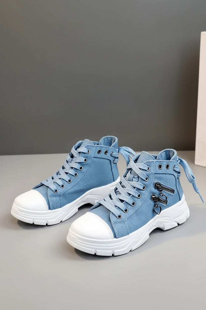 High-Top Canvas Denim Sneakers