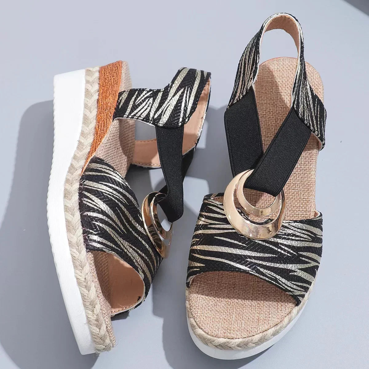 Orthopedic Snake Print Gladiator Wedge Sandals For Women