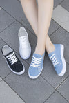 Denim Canvas Low-Top Lace-Up Sneakers