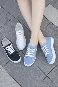Denim Canvas Low-Top Lace-Up Sneakers