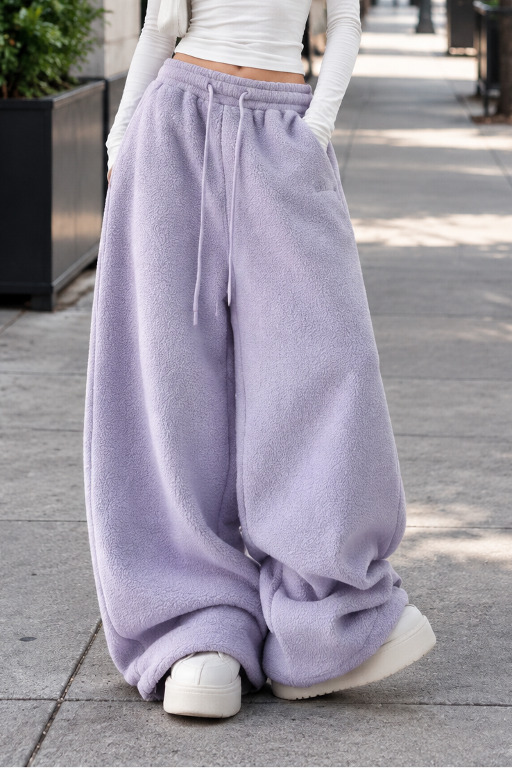 Drawstring Wide-Leg Pants with Modern Zipper Detail
