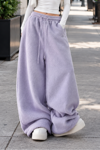 Drawstring Wide-Leg Pants with Modern Zipper Detail