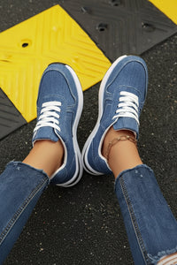 Platform Denim Lace-Up Sneakers