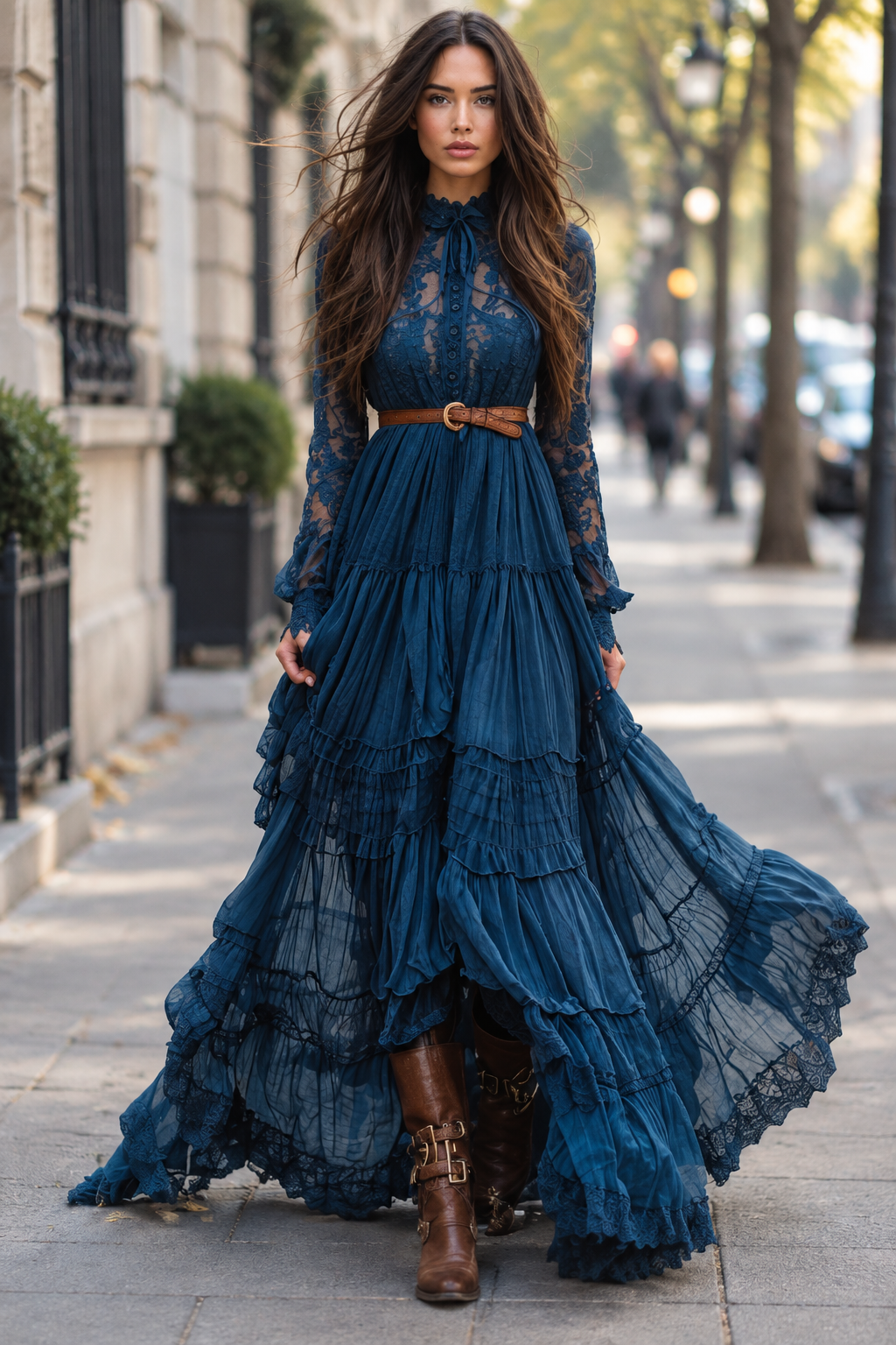 Romantic Long Sleeve Dress for Elegant Special Events