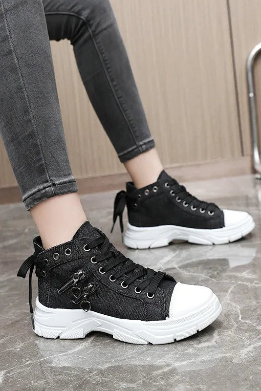 High-Top Canvas Denim Sneakers