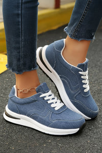 Platform Denim Lace-Up Sneakers