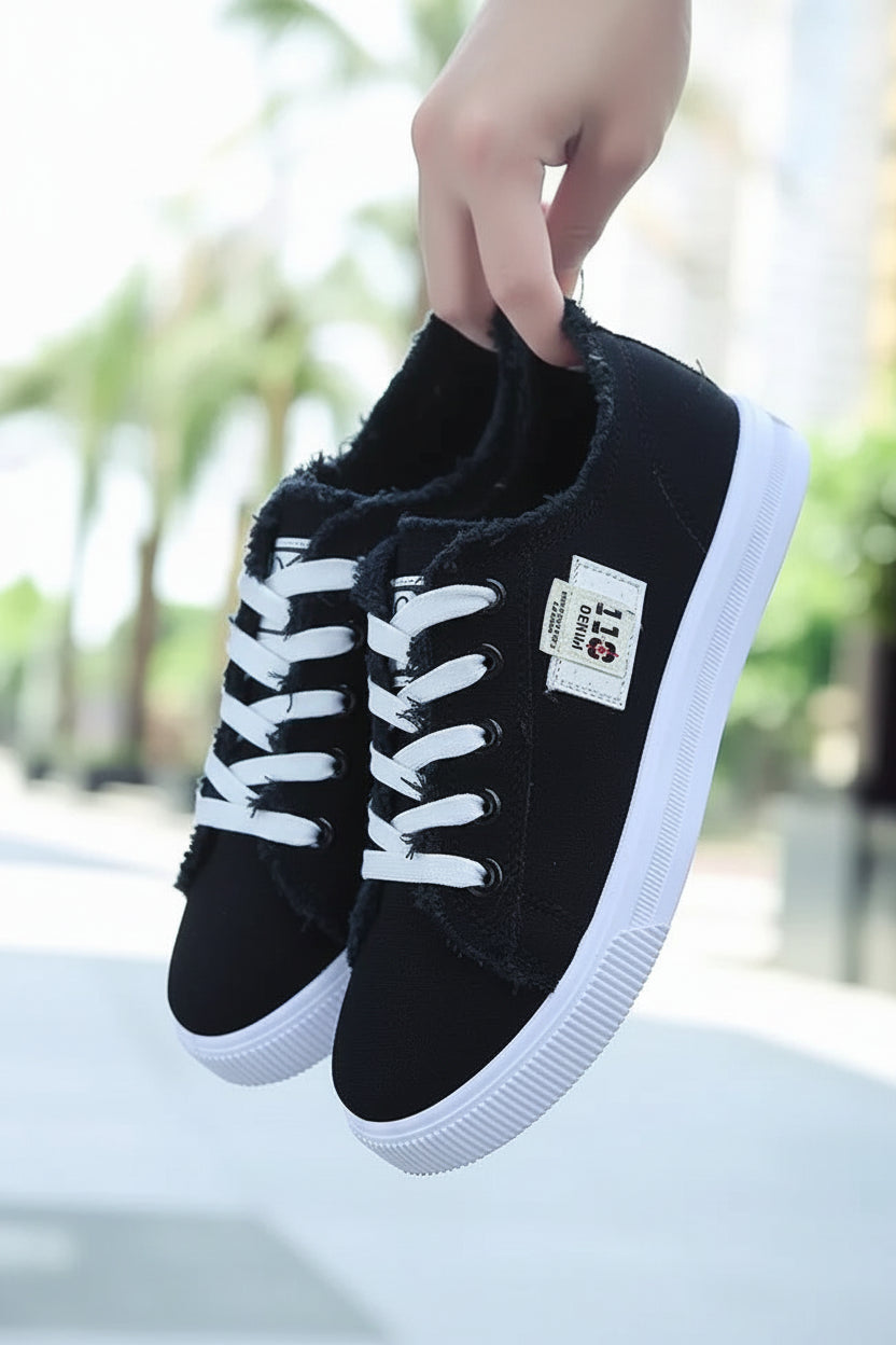 Denim Canvas High-Top Lace-Up Sneakers