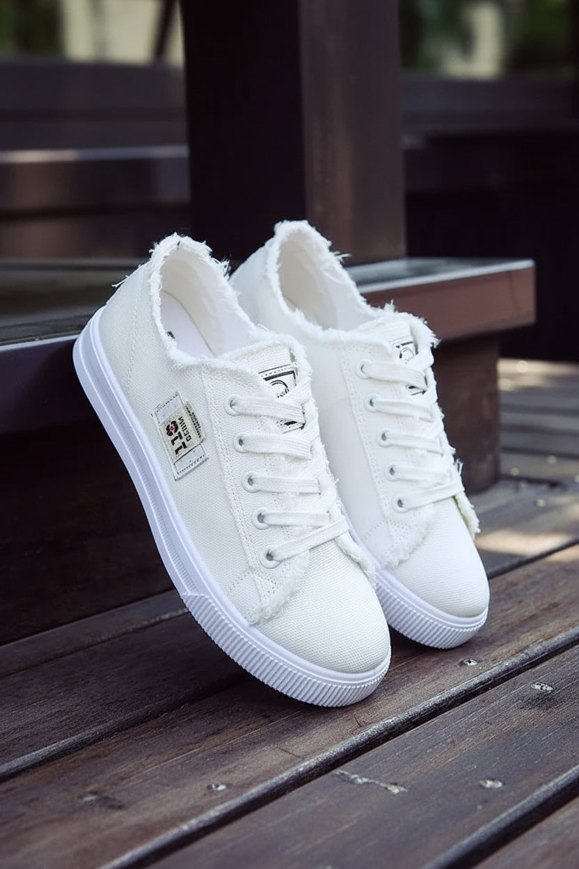Denim Canvas High-Top Lace-Up Sneakers