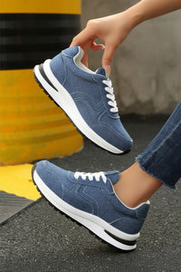 Platform Denim Lace-Up Sneakers
