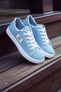 Denim Canvas High-Top Lace-Up Sneakers