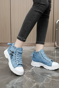 High-Top Canvas Denim Sneakers