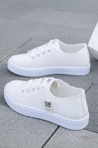 Denim Canvas Low-Top Lace-Up Sneakers