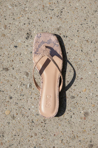 Python Leather Kitten Heel in Tan