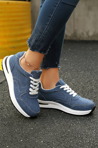 Platform Denim Lace-Up Sneakers