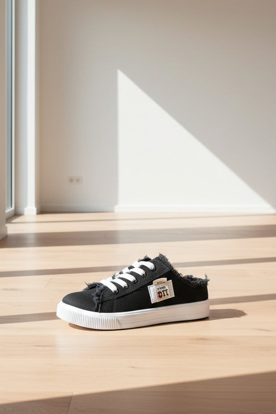 Denim Canvas High-Top Lace-Up Sneakers