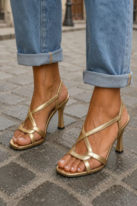 Cross Strap Heeled Sandals