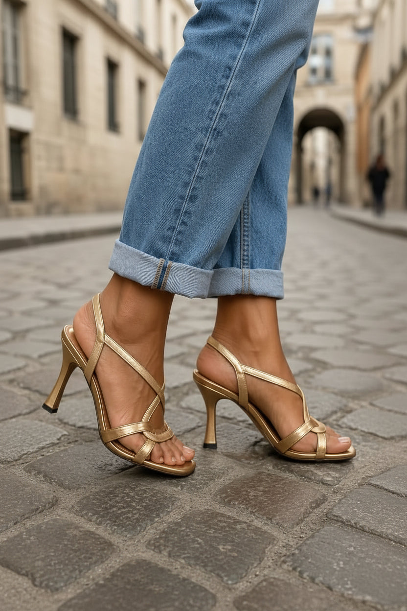 Cross Strap Heeled Sandals