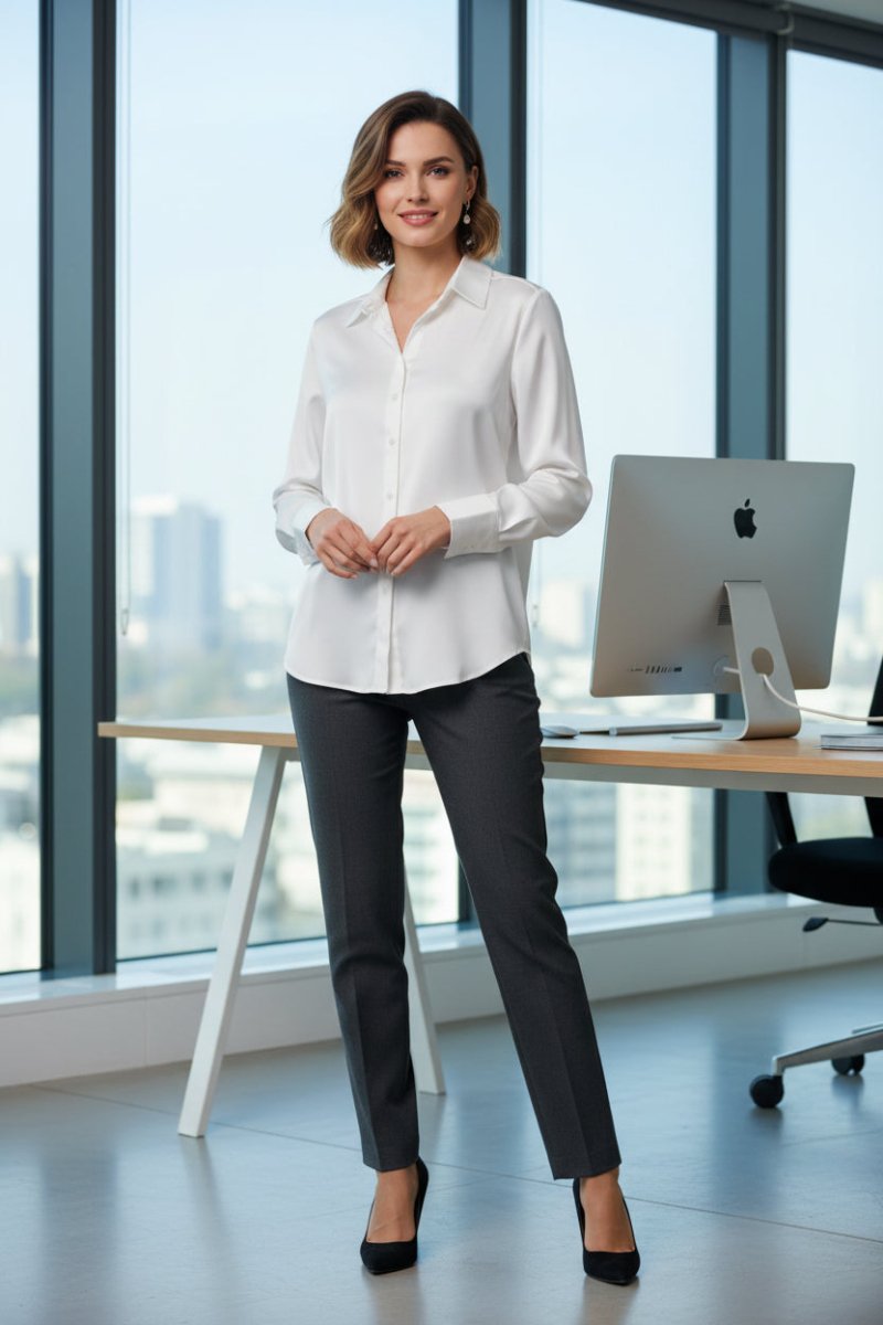 Satin Button-Up Blouse for Effortless Elegance and Versatility 3