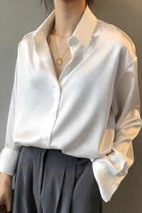 Satin Button-Up Blouse for Effortless Elegance and Versatility 5