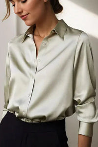 Satin Button-Up Blouse for Effortless Elegance and Versatility 6