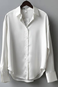 Satin Button-Up Blouse for Effortless Elegance and Versatility 8