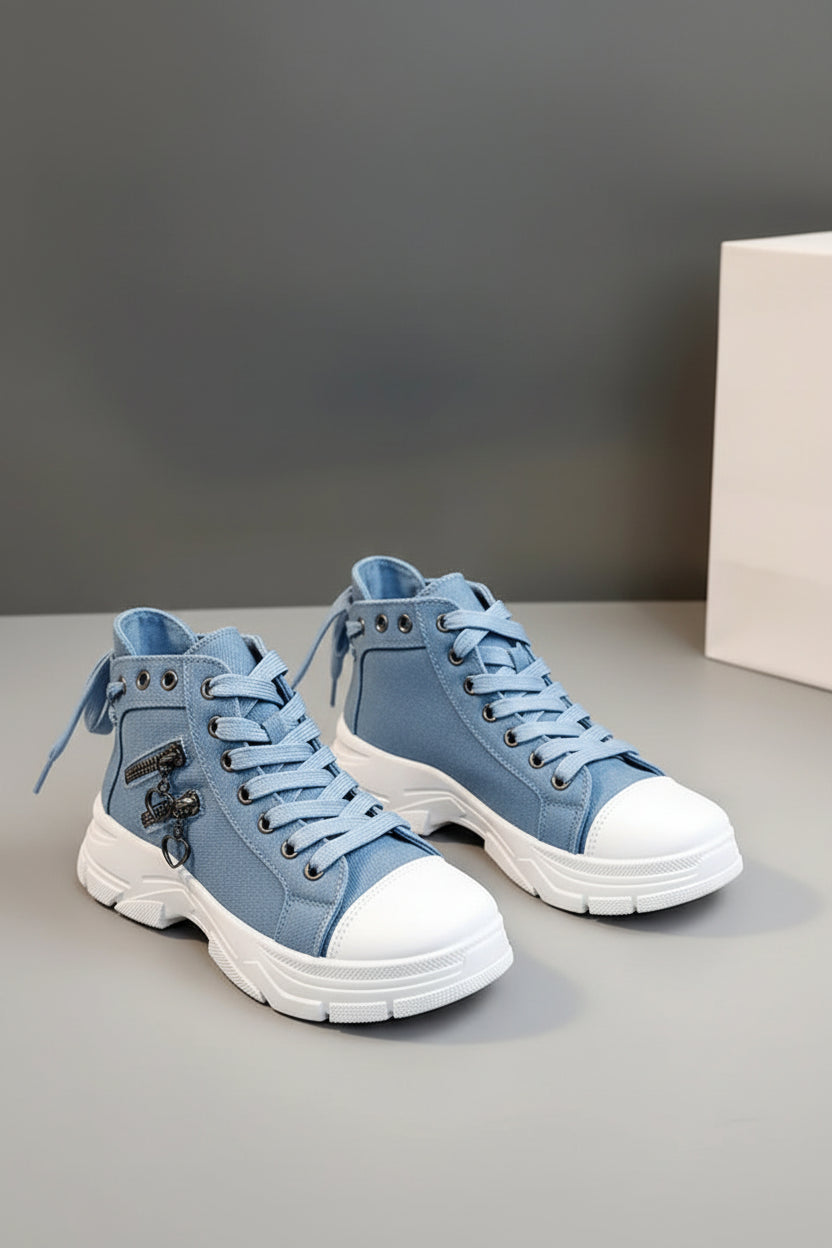 High-Top Canvas Denim Sneakers