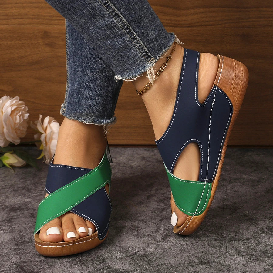 Orthopedic Peep Toe Wedge Heel Sandals For Women