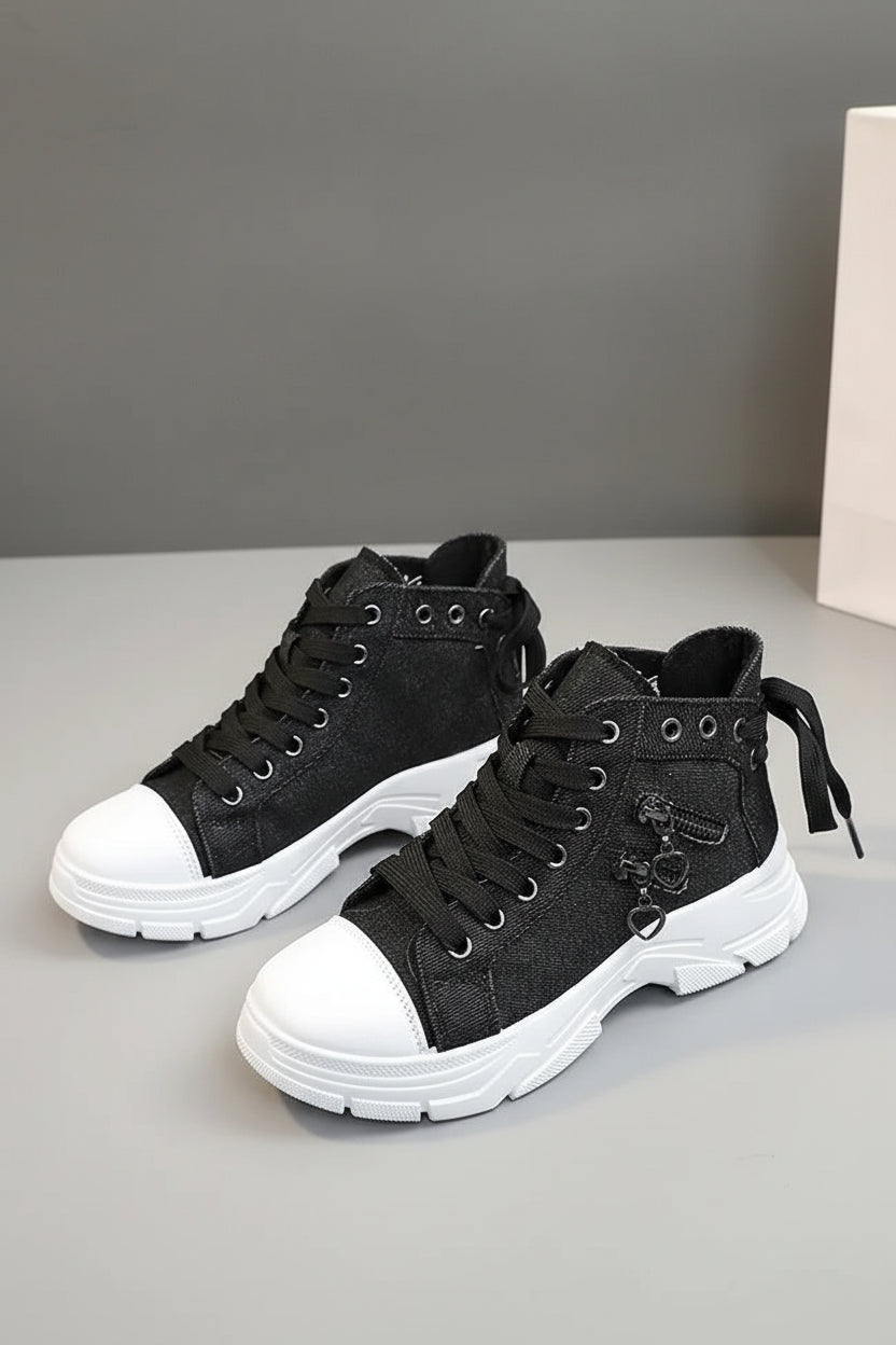 High-Top Canvas Denim Sneakers