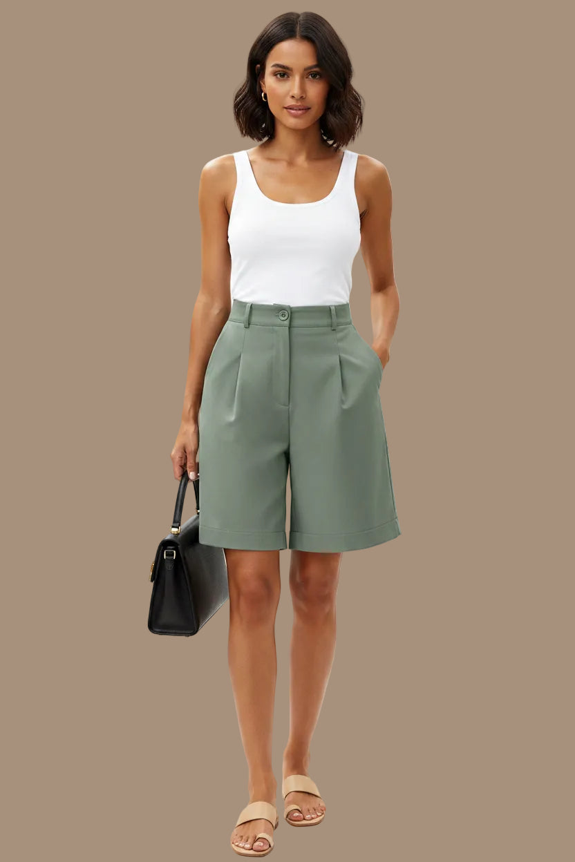 Pleated Bermuda Shorts with Sophisticated Tailored Appeal