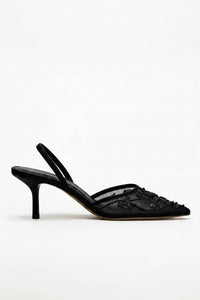 Embroidered Kitten Heel Footwear