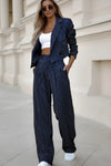 Chic Houndstooth Blazer Pants Set