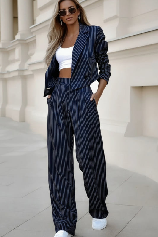 Chic Houndstooth Blazer Pants Set