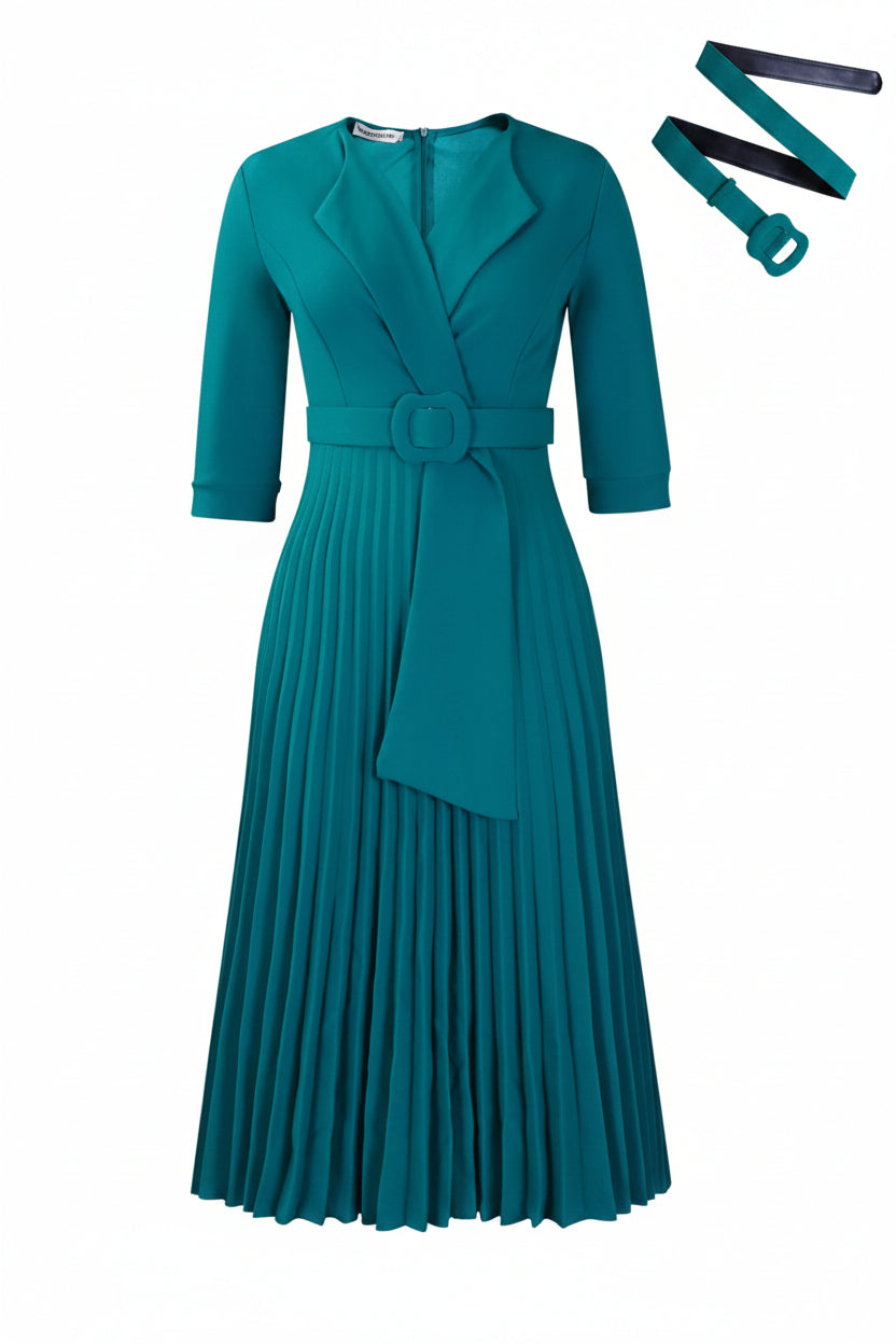 Taillenplissierte Midi Kleider Elegant