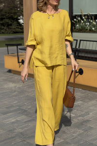 Luxe Linen Set Round Neck