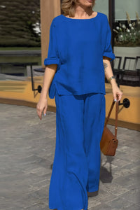Luxe Linen Set Round Neck