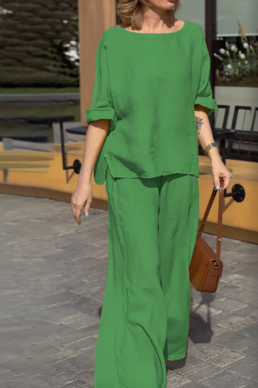 Luxe Linen Set Round Neck