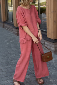 Luxe Linen Set Round Neck
