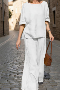 Luxe Linen Set Round Neck