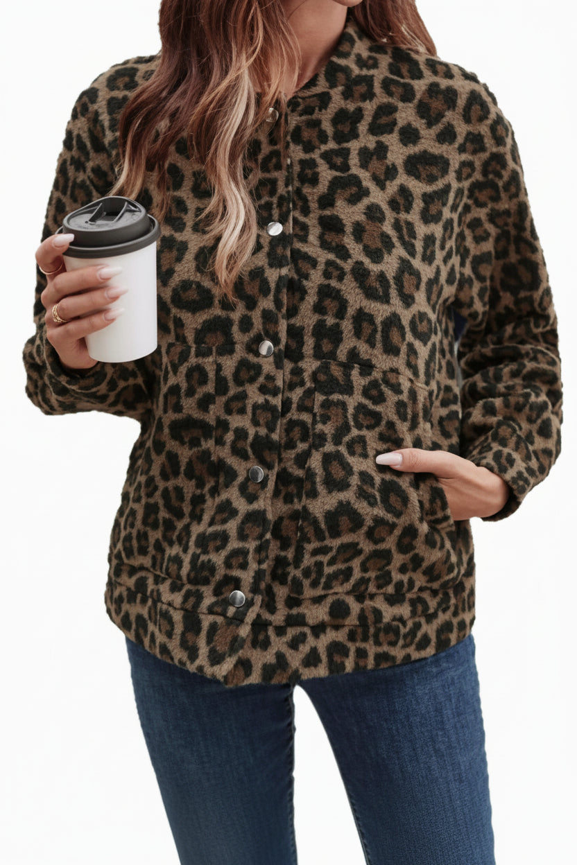 Leopard Print Casual Bomber Jacket