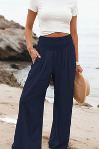 Wide Leg Elastic Waist Pants