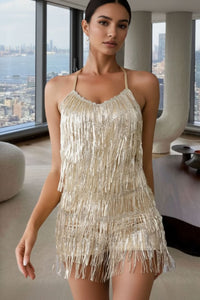 Sequined Fringe Romper