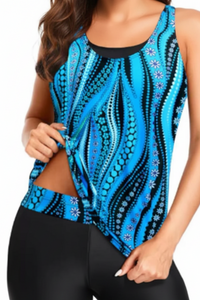 Gemustertes Tankini-Shorts-Set