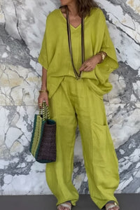 Airy Open Back Pantsuit Set