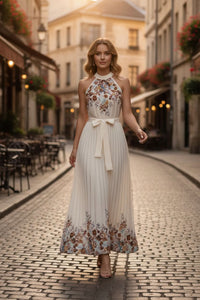 Eleganter bedruckter Jumpsuit mit Taillenknoten