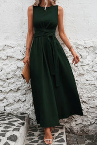 Casual Pleated Halter Neck Midi Dresses