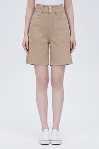 Elegant High Waist Shorts with Relaxed Knee Length Fit