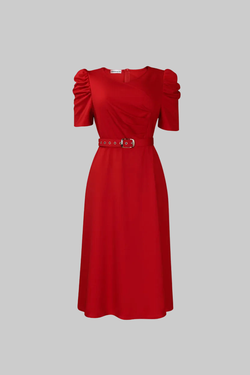 Polished Belted Midi Dress